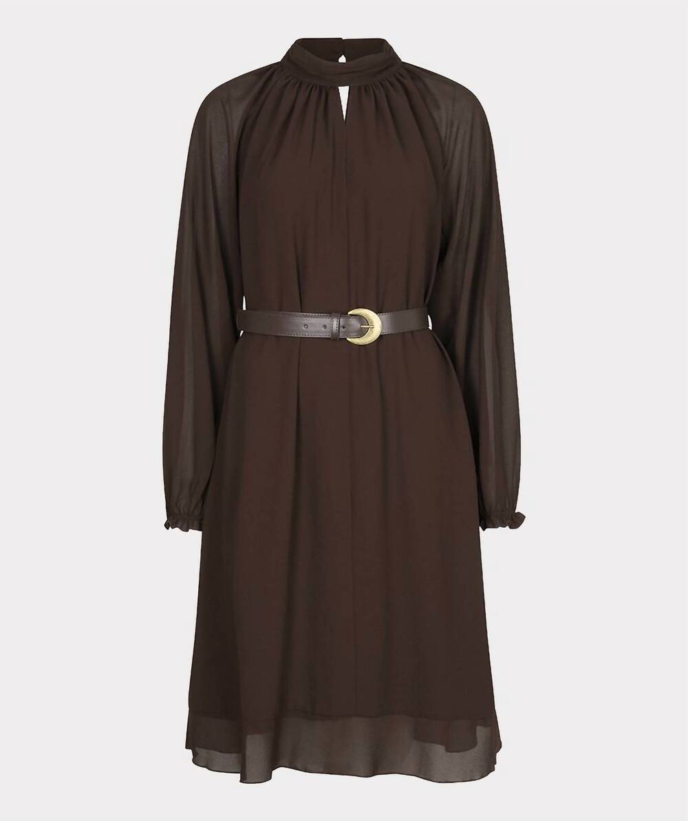 NEW ESQUALO women's chiffon dress in cacao